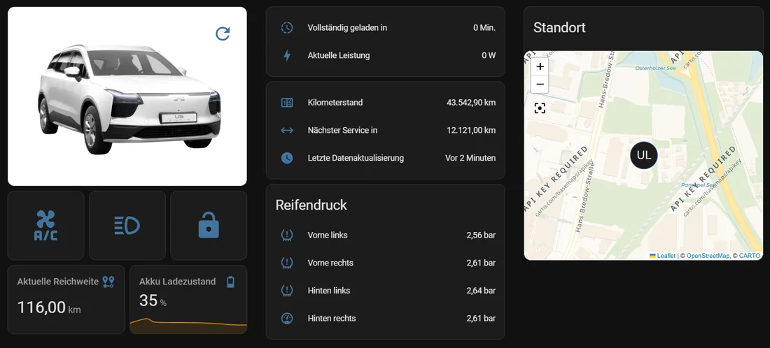 Home Assistant Dashboard mit Aiways U5