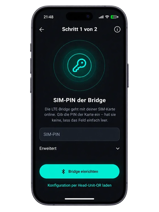 App: Bridge einrichten – SIM-PIN der Bridge eingeben