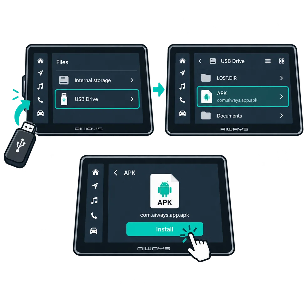 USB Drive, APK auswählen und installieren